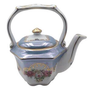Vintage Porcelain Floral Teapot For One Lusterware With Lid Gold Trim China